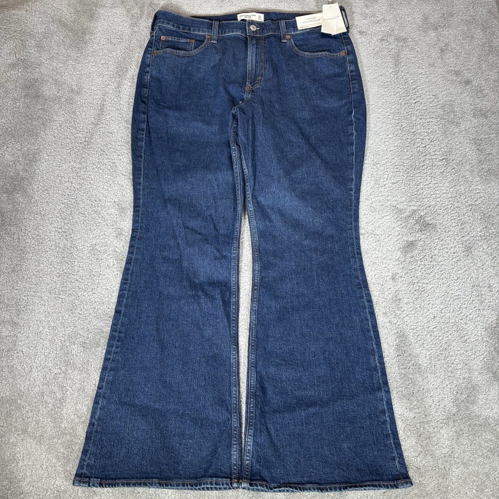 Abercrombie Fitch Jeans 35x32 (Tag 32 Short) High Rise Bootcut Blue Denim NWT